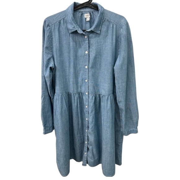 J. Crew Dresses & Skirts - J. Crew Light Blue Chambray Shirt Dress 14